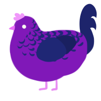 A violet and navy chicken with a half-lace pattern
