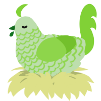 A gluppy and grass chicken with a lace pattern