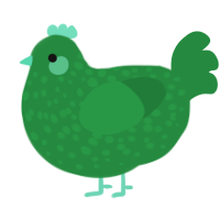 A viridian chicken with a speckle pattern