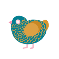 (unnamed), a sea and orange chicken with a lace pattern