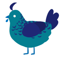 A sea and navy chicken with a half-lace pattern