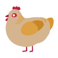 A beige and orange chicken with a neck-band pattern