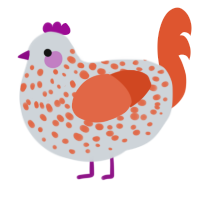 A mist and vermilion chicken with a speckle pattern