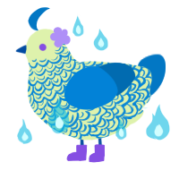 A apple and sapphire chicken with a double-lace pattern