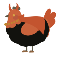 A black and vermilion chicken with a head pattern