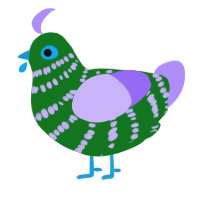 A leaf and lilac chicken with a bar pattern