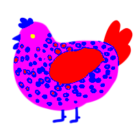 A lilac and sable chicken with a speckle pattern