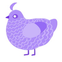 A lilac chicken with a lace pattern
