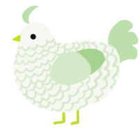 A white and gluppy chicken with a lace pattern