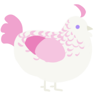 A white and pink chicken with a half-lace pattern