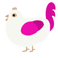 A white and fuchsia chicken