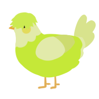 A lime and lemon chicken with a head pattern