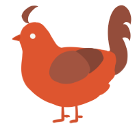 A vermilion and russet chicken