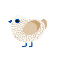 Linen, a white and beige chicken with a lace pattern