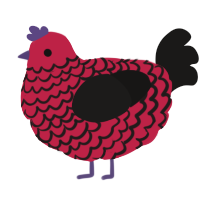 A crimson and sable chicken with a lace pattern