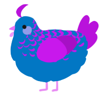 A sapphire and amethyst chicken with a half-lace pattern