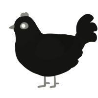 A black chicken with a head pattern