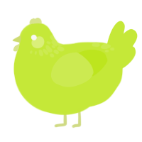 A lime chicken with a neck-speckle pattern