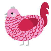 A pink and crimson chicken with a lace pattern