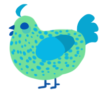 A spring and cerulean chicken with a speckle pattern