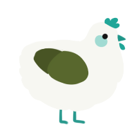 A white and olive chicken