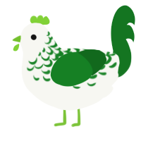 A white and leaf chicken with a half-lace pattern