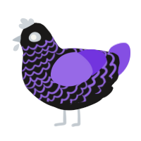 A sable and blurple chicken with a lace pattern