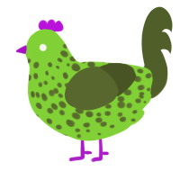 A grass and olive chicken with a speckle pattern