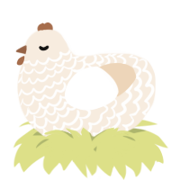 A cream chicken with a lace pattern