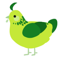 A lime and leaf chicken with a neck-speckle pattern