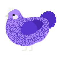A lilac and indigo chicken with a double-lace pattern