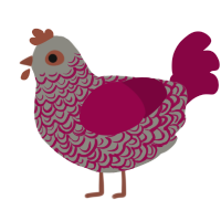 A ash and maroon chicken with a double-lace pattern