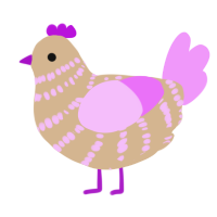 A beige and lavender chicken with a bar pattern