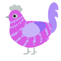 A orchid and lilac chicken with a bar pattern
