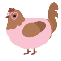 A rose and brown chicken with a head pattern