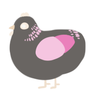 A grey and pink chicken with a neck-band pattern