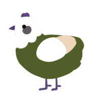 A olive and cream chicken with a head pattern