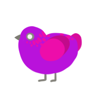 Disco Inferno, a amethyst and fuchsia chicken with a neck-speckle pattern