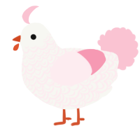 A white and rose chicken with a double-lace pattern