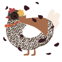 A bark and cream chicken with a double-lace pattern