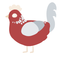 (unnamed), a red and mist chicken with a neck-speckle pattern