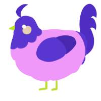 A lavender and indigo chicken with a head pattern