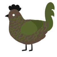 A bark and olive chicken with a lace pattern