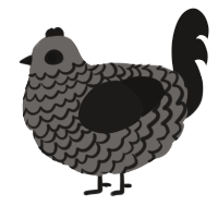 A grey and sable chicken with a lace pattern