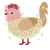 A white and beige chicken with a lace pattern