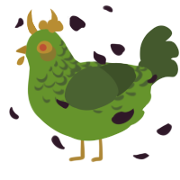 A chartreuse and olive chicken with a half-lace pattern