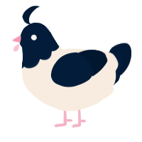 A cream and tumblr chicken with a head pattern