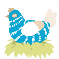 A cerulean and cream chicken with a bar pattern