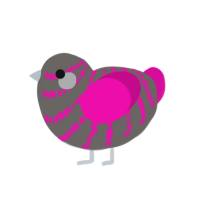 Highlighter, a grey and fuchsia chicken with a bar pattern