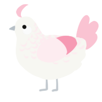 A white and rose chicken with a half-lace pattern